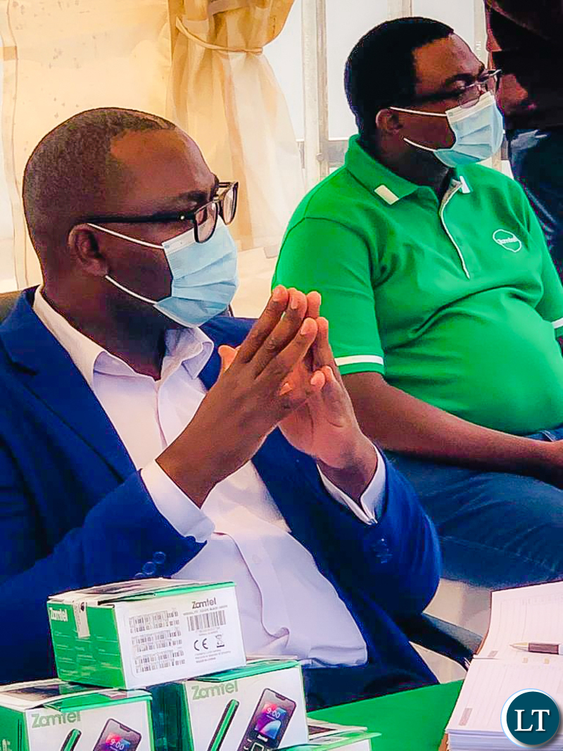 Transport and Communications Minister Mutotye Kafwaya follows proceeings during the launch of a Zamtel tower at Shibwalya Kapila village in Lunte District