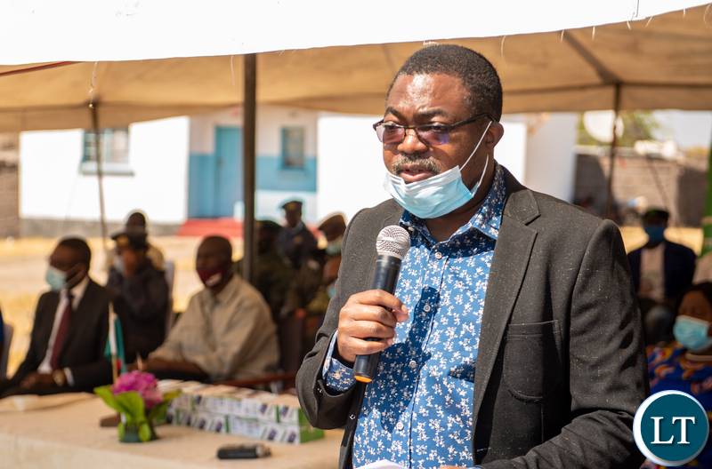 Zamtel Head of Corporate Affairs and Government Relations Reuben Kamanga delivers his speech during the launch of the Ndoka communications tower in Kalabo