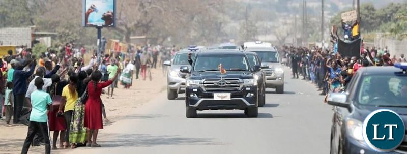 President EDGAR LUNGU when he made his way to Chifubu Market where he inspected developmental works on Sunday, August 16, 2020