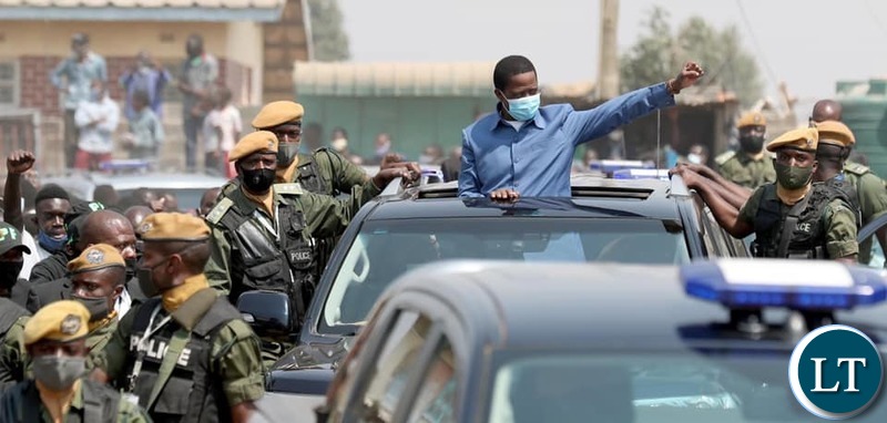 President EDGAR LUNGU when he made his way to Chifubu Market where he inspected developmental works on Sunday, August 16, 2020