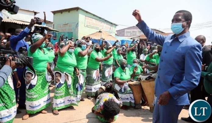 President Lungu Greeting PF Cadres Who went to Welcome him