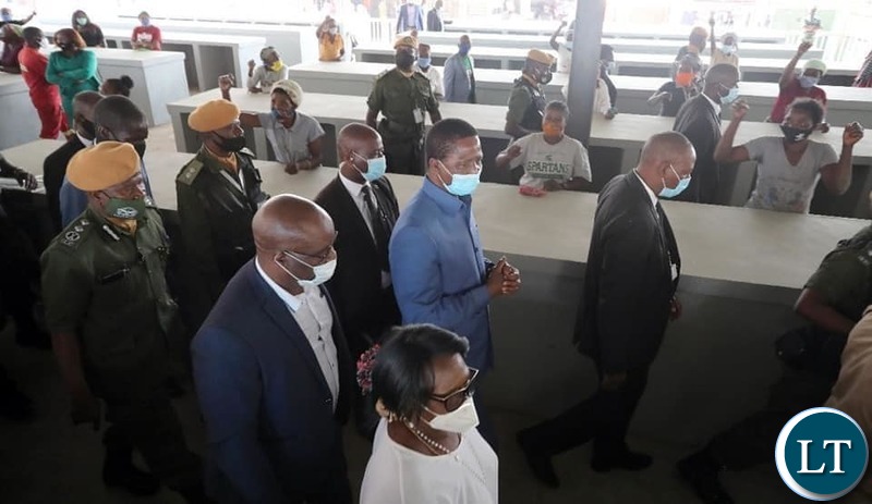 President Lungu Inspecting Stands at the Market