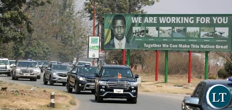 President EDGAR LUNGU when he made his way to Chifubu Market where he inspected developmental works on Sunday, August 16, 2020