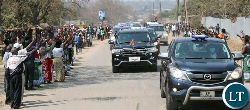 President EDGAR LUNGU when he made his way to Chifubu Market where he inspected developmental works on Sunday, August 16, 2020