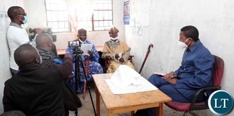 Chief Nsamba speaking  on behalf of Senior Chief kalimankonde and Chief Kasoma Lunga when the president paid a visit