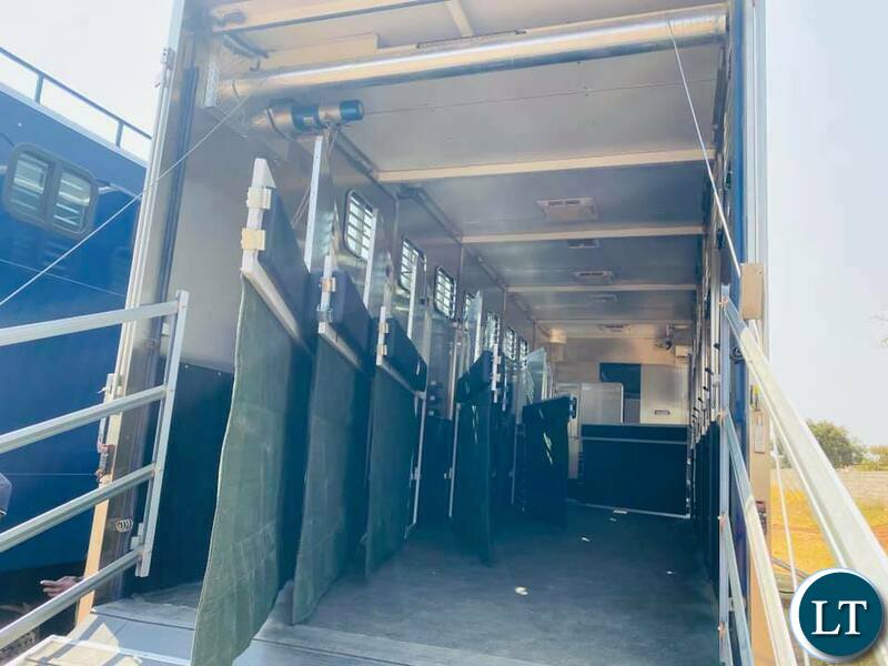 Inside the holding compartment of one of the Armoured Vehicles 