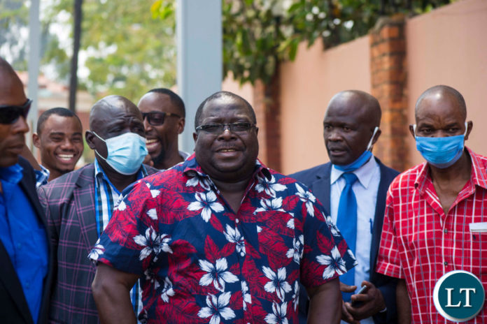 NDC President Chishimba Kambwili at the Police Stattion to give Solidarity to Nevers Mumba