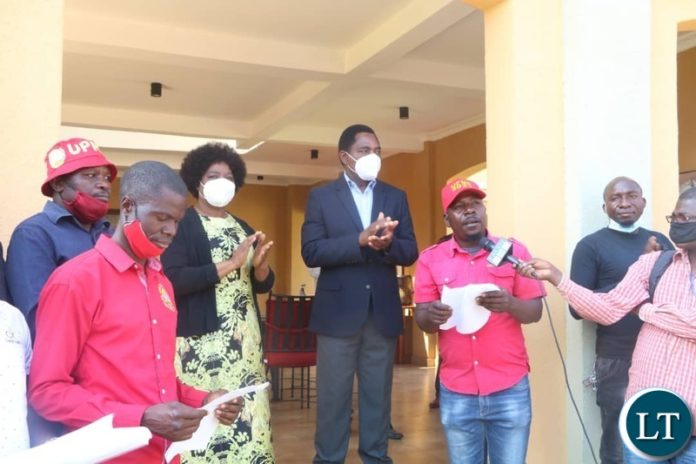 HH and His Wife Muntinta receiving Solidarity Messages from UPND Cadres