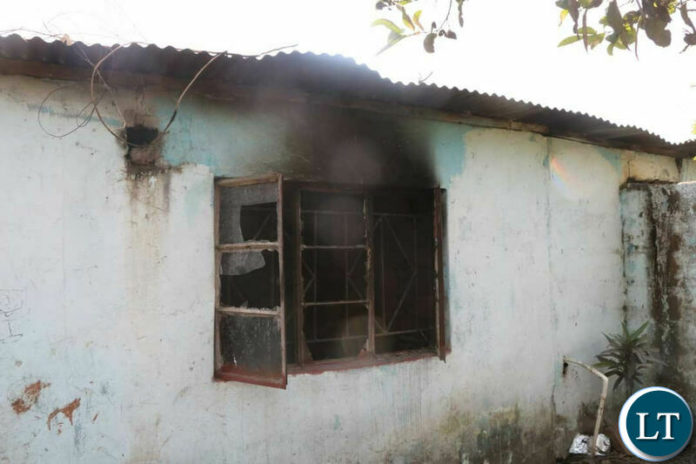 UPND Muchinga ward 24 Trustee Peter Kalyata's petrol bombed house