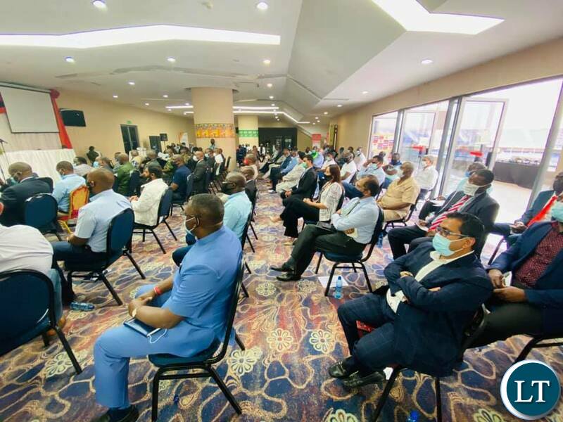 President Lungu meeting the business community in Ndola at a event organised by the Ndola District Chamber of Commerce and Industries held at Levey Mwanawasa stadium hall.