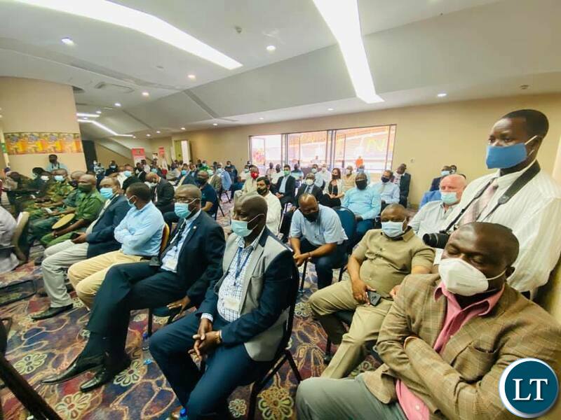 President Lungu meeting the business community in Ndola at a event organised by the Ndola District Chamber of Commerce and Industries held at Levey Mwanawasa stadium hall.