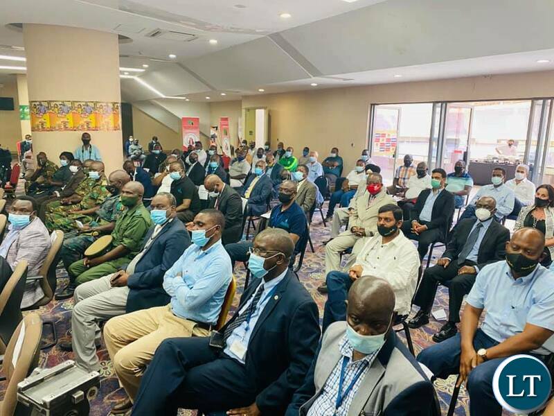 President Lungu meeting the business community in Ndola at a event organised by the Ndola District Chamber of Commerce and Industries held at Levey Mwanawasa stadium hall.