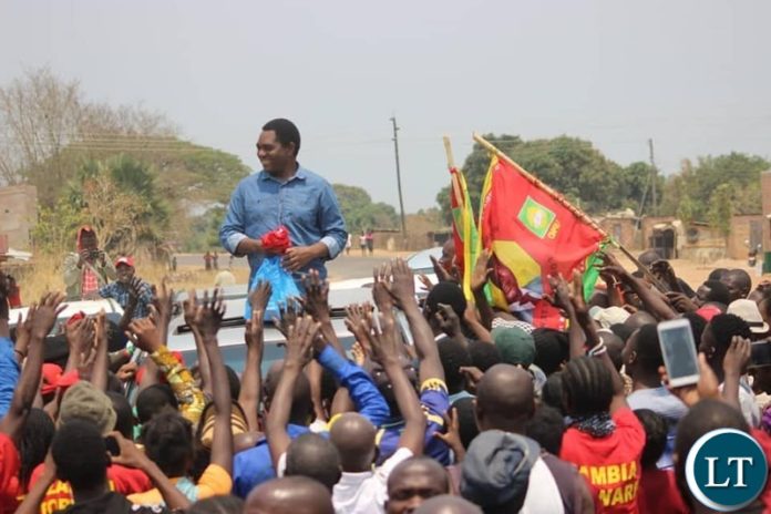 HH in Luapula Province on his way to Mwansabombwe, to drum up support for the party's parliamentary by-election candidate Sunday Maluba.