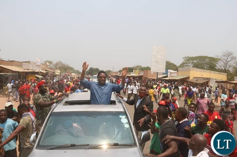 HH in Luapula Province on  his way  to Mwansabombwe, to drum up support for the party's  parliamentary by-election candidate Sunday Maluba.