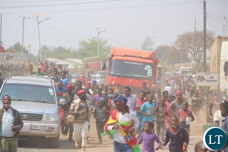 HH in Luapula Province on  his way  to Mwansabombwe, to drum up support for the party's  parliamentary by-election candidate Sunday Maluba.