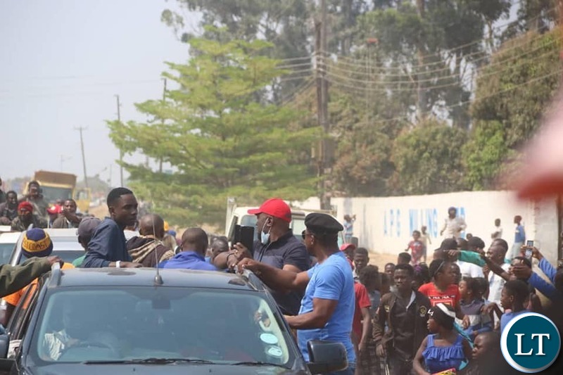 HH in Luapula Province on  his way  to Mwansabombwe, to drum up support for the party's  parliamentary by-election candidate Sunday Maluba.