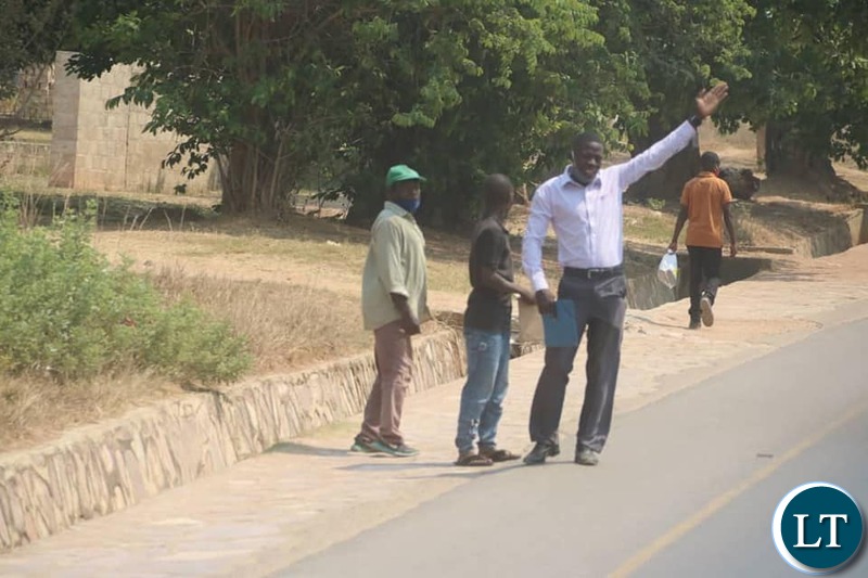 HH in Luapula Province on  his way  to Mwansabombwe, to drum up support for the party's  parliamentary by-election candidate Sunday Maluba.
