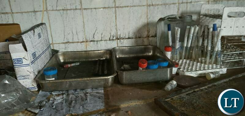 The micro-biology laboratory at Chipata Central Hospital that was completely destroyed including a power-bank and a specialist computer and printer.