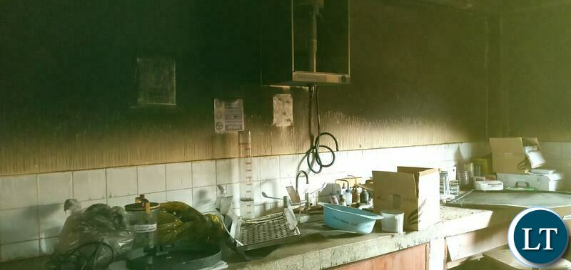 The micro-biology laboratory at Chipata Central Hospital that was completely destroyed including a power-bank and a specialist computer and printer.