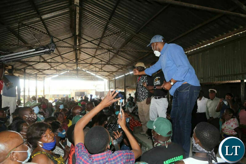 Kabushi Member of Parliament Bowman Lusambo at a Market in Kabushi