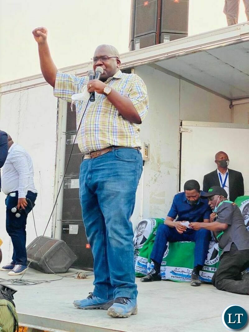 Health Minister Dr Chilufya addressing a campaign rally 