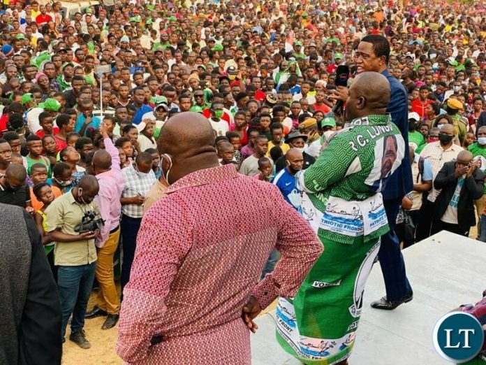 President Lungu at a rally to introduce the PF candidate