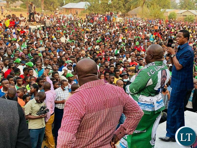 President Lungu at a rally to introduce the PF candidate