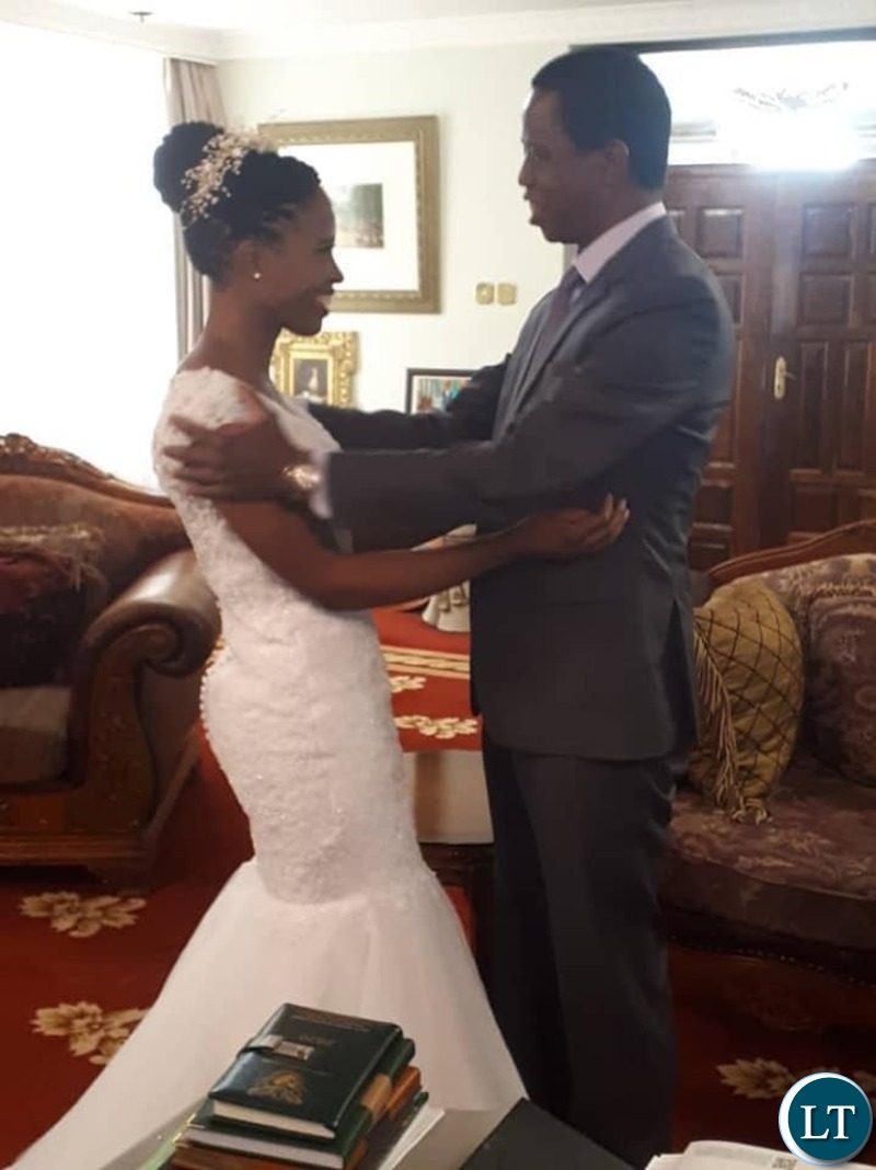 Father and Daughter having a last moment before the daughter's big Wedding day:President Lungu and  Daughter Tasila