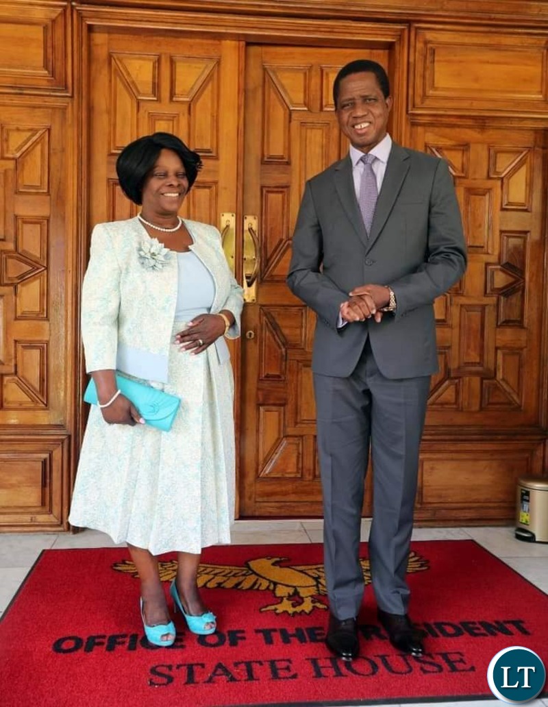 Edgar  Lungu and Mrs Esther Lungu prepare to give out their daughter's hand in marriage to  Patrick Mwansa at this afternoon' Weeding Ceremony