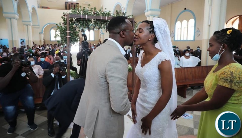 The New Couple Tasila and Patrick Mwansa during the Wedding ceremony 
