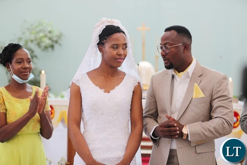 The New Couple Tasila and Patrick Mwansa during the Wedding ceremony 
