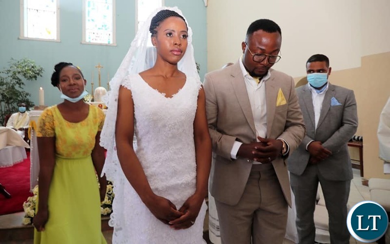The New Couple Tasila and Patrick Mwansa during the Wedding ceremony 