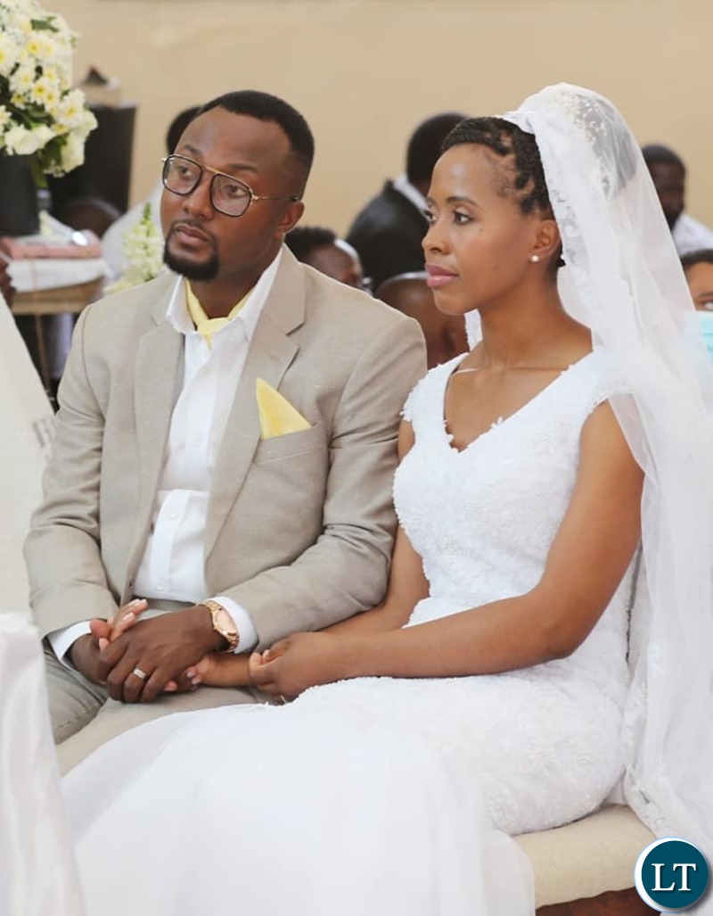 The New Couple Tasila and Patrick Mwansa during the Wedding ceremony 