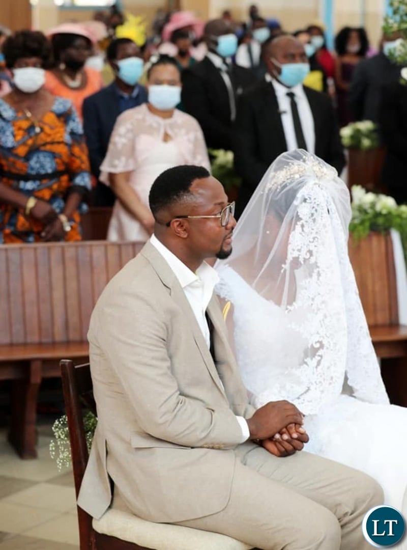 The New Couple Tasila and Patrick Mwansa during the Wedding ceremony 