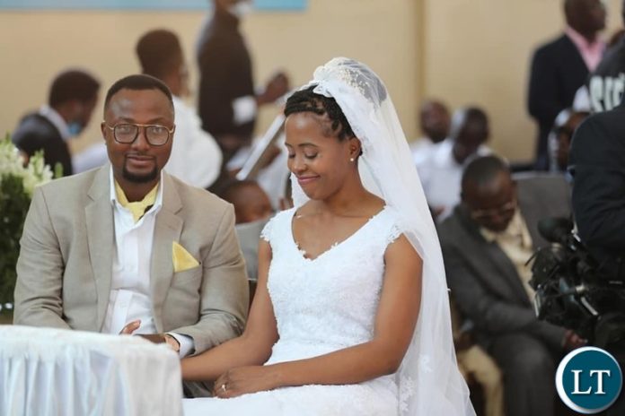 The New Couple Tasila and Patrick Mwansa during the Wedding ceremony