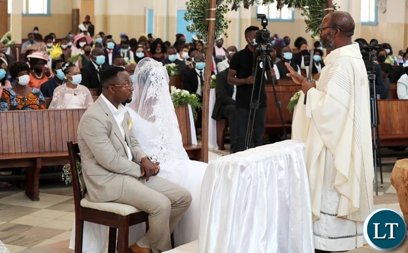 The New Couple Tasila and Patrick Mwansa during the Wedding ceremony 