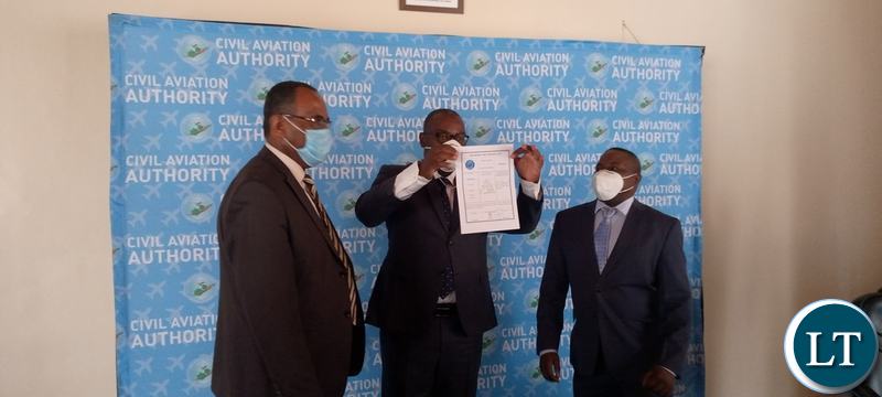 The Handing over of over the Air Operators Certificates to the Zambia Airways 2014 Limited as the company prepares to relaunch.