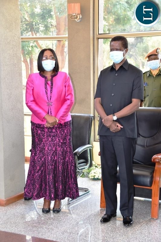 President Edgar Lungu with Former First Lady Christine Kaseba during the Sata memorial service at Embassy park. Wednesday, October 28, 2020.Picture By ROYD SIBAJENE/ZANIS