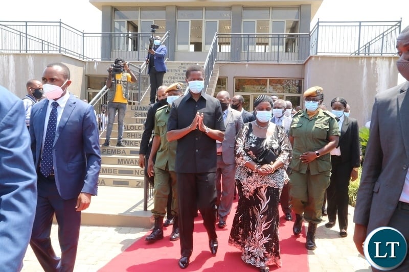 President Edgar Lungu with First Lady Esther Lungu leaving the embassy park shortly after memorial service for the late President Sata at Embassy park. Wednesday, October 28, 2020.Picture By ROYD SIBAJENE/ZANIS