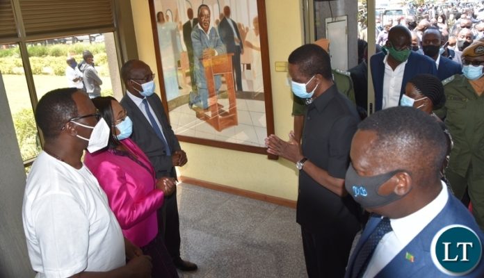 President Edgar Lungu great Former First Lady Christine Kaseba during the Sata memorial service at Embassy park. Wednesday, October 28, 2020.Picture By ROYD SIBAJENE/ZANIS