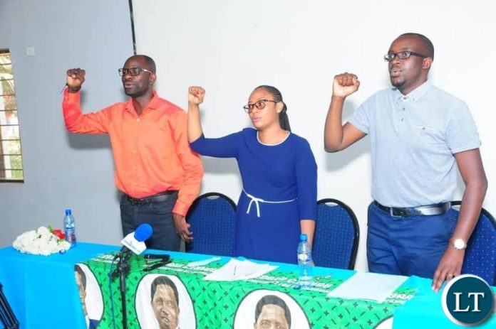 Suspended Kitwe Mayor Christopher Kang’ombe, Kalulushi Mayor Rashida Mulenga and former Kitwe District Commissioner Binwell Mpundu at a Press Briefing Suspended Kitwe Mayor Christopher Kang’ombe, Kalulushi Mayor Rashida Mulenga and former Kitwe District Commissioner Binwell Mpundu at a Press Briefing