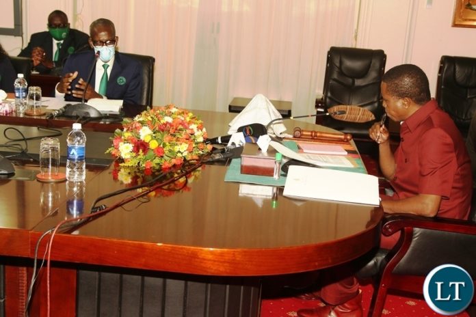 Engineers Institute of Zambia president Eng Abel Ngandu speaking during a meeting with President Edgar Lungu at State House