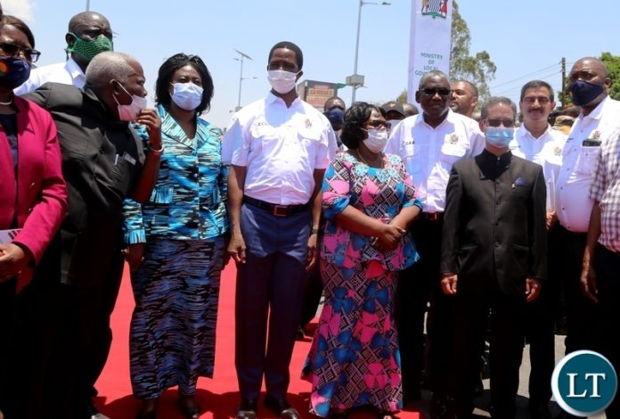 President Edgar Lungu poses for the group photo with some of his Ministers, India's high commissioner to Zambia and other officials after commissioning the Arcades fly-over Bridge. Picture by SUNDAY BWALYA/ZANIS
