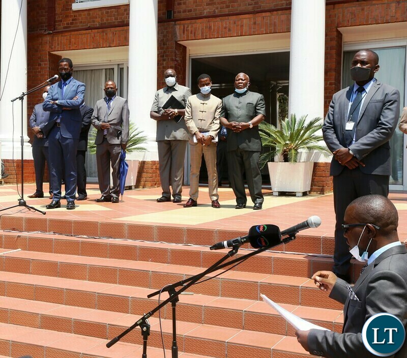 Young African Leadership Initiative President Andrew Nthewewe speaking when he presented a petition on the Privatisation of National assets a State House