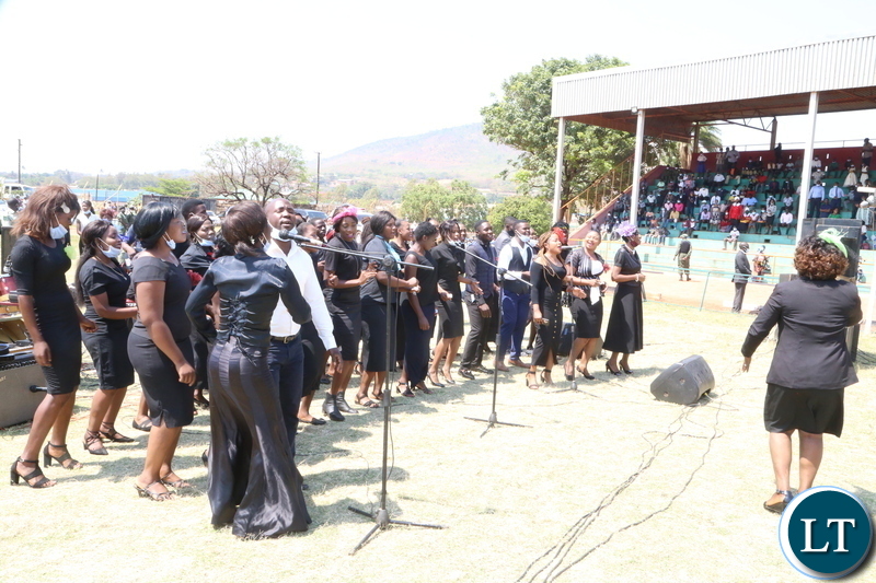 Cambine Eastern Province Chair singing during the National day of prayer theme: Zambia seeks God's intervation for sustained national unity, peace and prosperity in Chipata. Sunday 18, 2020. Picture by ROYD SIBAJENE/ ZANIS