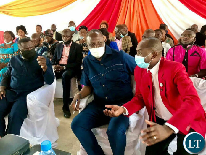 Felix Mutati , Kelvin Bwalya Fube KBF and Harry Kalaba at the Church Service