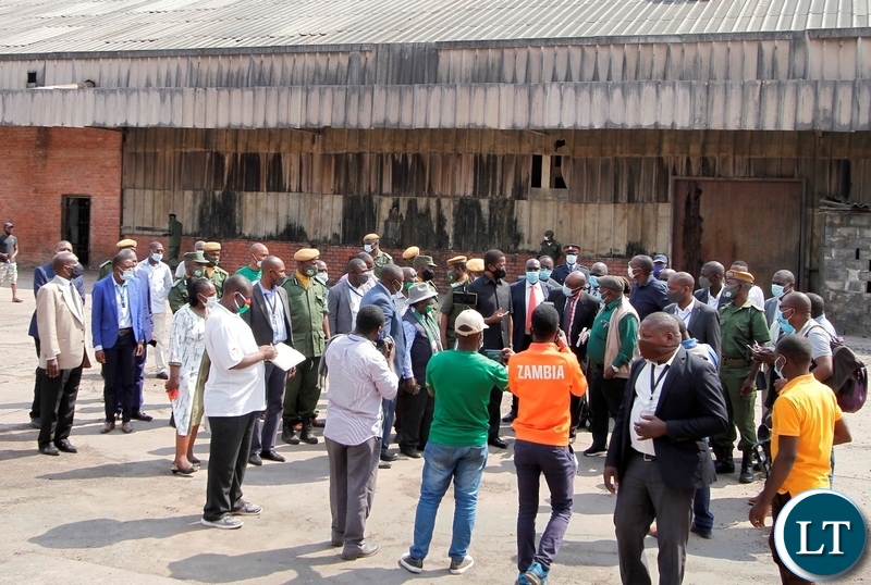 President Edgar Lungu when he toured the factory before addressing the former workers.