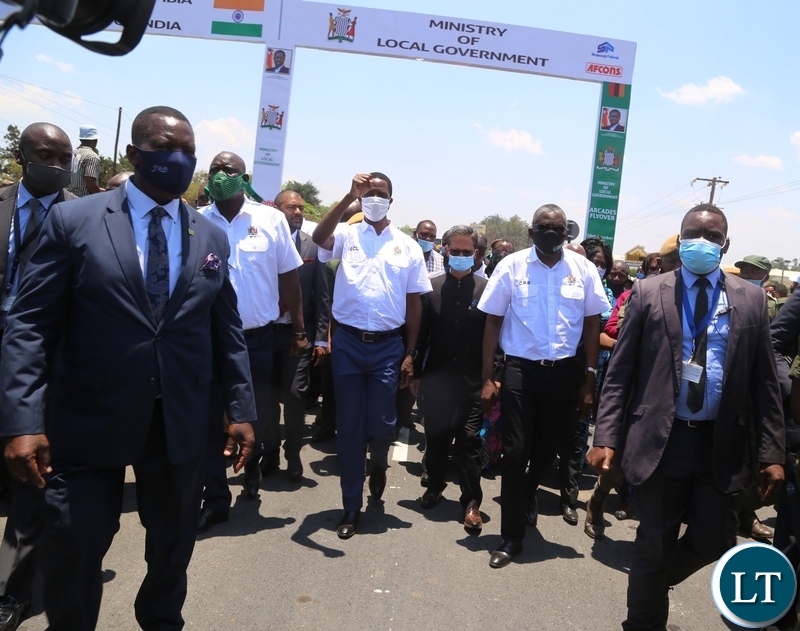 President Edgar Lungu poses for the group photo with some of his Ministers, India's high commissioner to Zambia and other officials after commissioning the Arcades fly-over Bridge. Picture by SUNDAY BWALYA/ZANIS