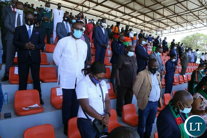 Cabinet Ministers Praying during the Commemoration of the National Day of Prayer,Fasting and reconciliation in the Show Grounds yesterday