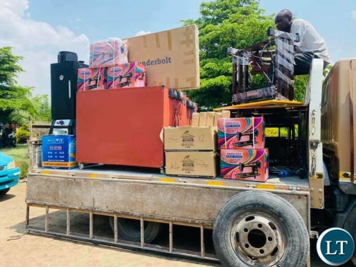 Tailoring machinery and other equipment being donated to various co-operatives of Kanyama constituency